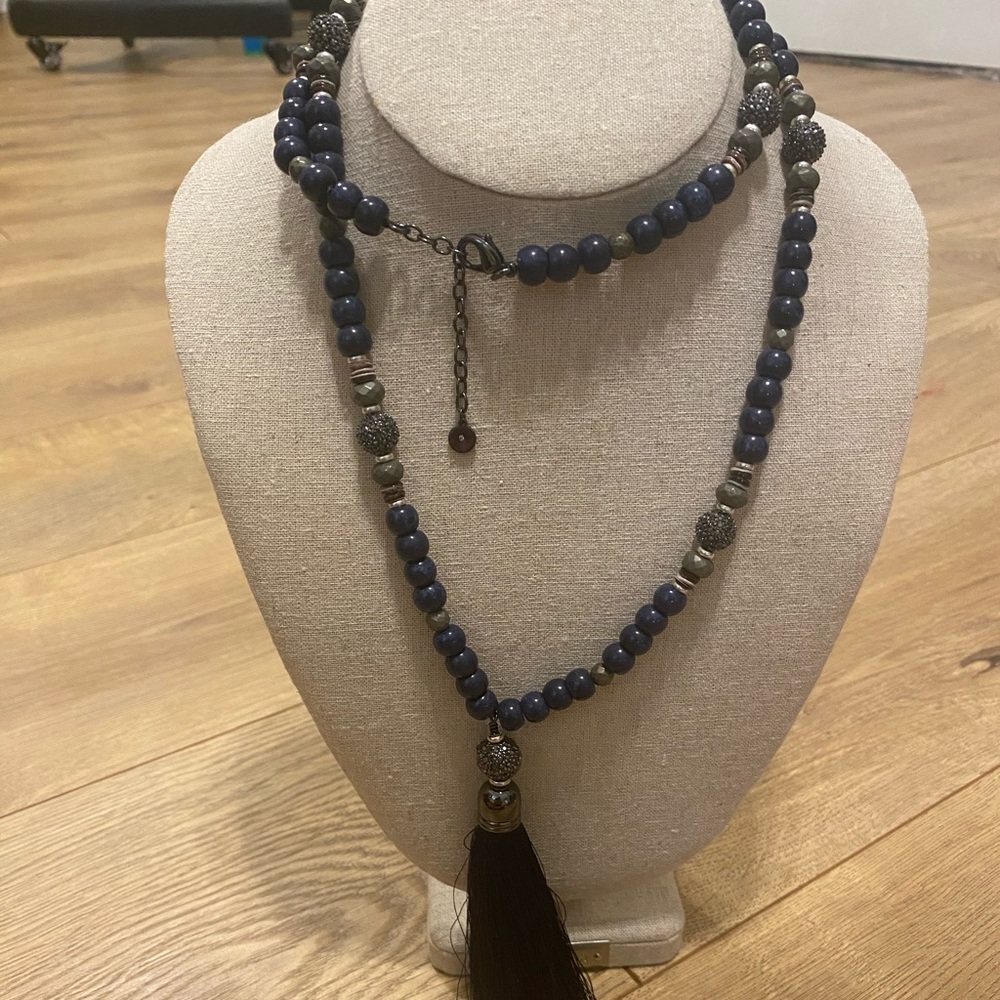 Beaded necklace with tassel